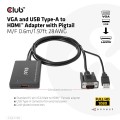 CLUB3D CAC-1720 adapter kablowy 0,6 m HDMI Typu A (Standard) VGA (D-Sub) + USB Czarny - 2926021