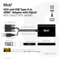 CLUB3D CAC-1720 adapter kablowy 0,6 m HDMI Typu A (Standard) VGA (D-Sub) + USB Czarny - 2926022