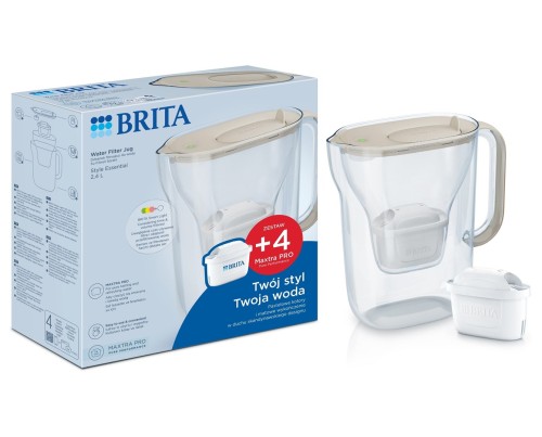 Dzbanek filtrujący Brita Style Essential+4 wkłady MaxtraPro PP (piaskowy; 2,4l) - 2960558