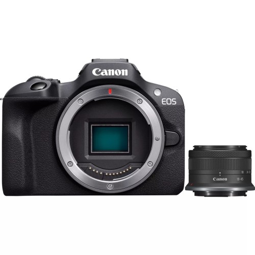 Canon Aparat bezlusterkowy EOS R100 + obiektyw RF-S 18-45mm F4.5-6.3 IS STM Megapiksel 24,1 MP Czułość ISO (maks.) 12800 Przekątna wyświetlacza 3,0 Sieć Wi-Fi Automatyczny, ręczny Matryca CMOS Czarny - 2961825