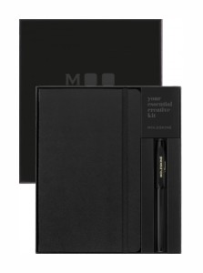 Moleskine x Kaweco: czarny zestaw z notatnikiem L w linie i piórem kulkowym 0.7mm. Elegancki duet w pudełku.