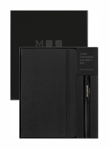 Moleskine x Kaweco: czarny zestaw z notatnikiem L w linie i piórem kulkowym 0.7mm. Elegancki duet w pudełku. - 2961964
