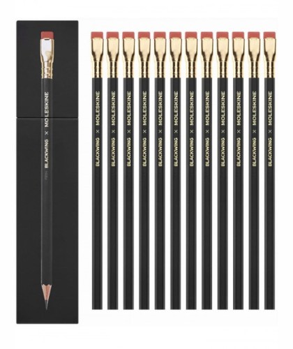 MOLESKINE  Zestaw 12 kultowych ołówków Blackwing Firm, twardy japoński grafit i cedrowa oprawa, w praktycznym pudełku-przyborniku. - 2962044