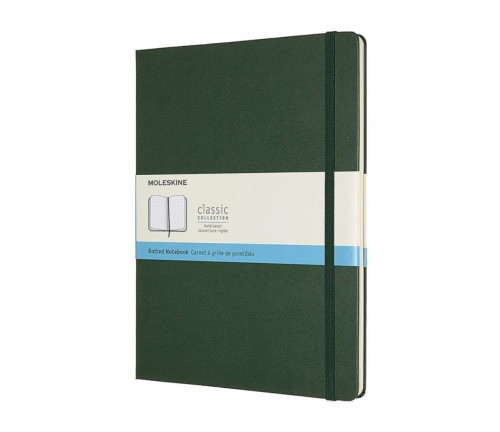 MOLESKINE Notes Classic XL (19x25cm) w kropki, twarda oprawa, myrtle green, 192 strony, zielony - 2962169
