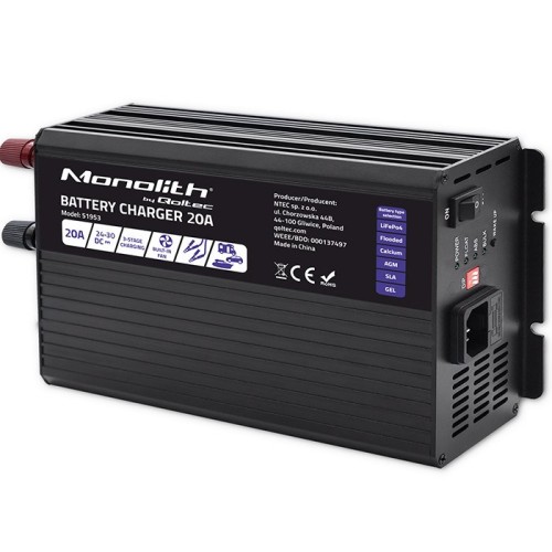 Ładowarka inteligentna Monolith do akumulatorów LiFePO4 AGM GEL SLA 20A 24V - 2626234