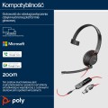 Poly Blackwire 5210 Monaural USB-C Headset +3.5mm Plug +USB-C/A Adapter (Bulk) - 2961801