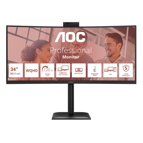 Monitor AOC 86,3 cm (34") CU34E4CW 21:09 2xHDMI+DP+USB-C+Webcam Curv. - 2806326