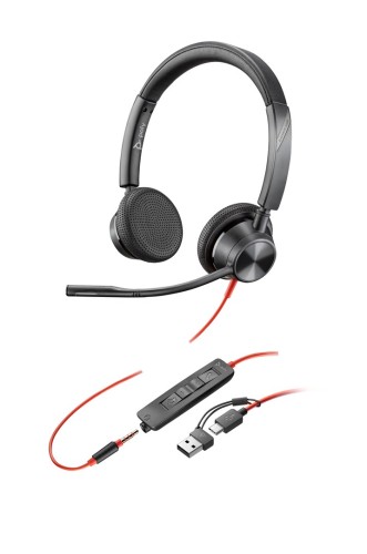 Słuchawki Poly Blackwire 3325 Stereo USB-C Headset +3.5mm Plug +USB-C/A Adapter 8X221AA - 2878798