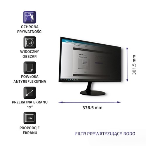 Qoltec 51053 filtr do ekranu 48,3 cm (19") Monitor - 3003564
