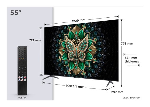 Telewizor TCL 55C6K QD-Mini LED 55" 4K Ultra HD Google TV Dolby Atmos DVB-T2 Metaliczny - 2675595