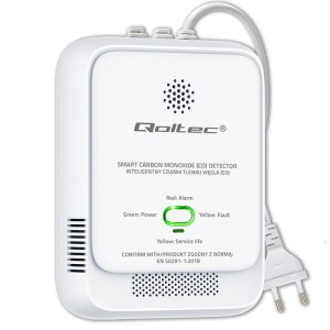 QOLTEC CZUJNIK TLENKU WĘGLA (CZADU) | DETEKTOR CO | ALARM 85DB LED