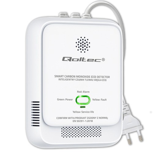 QOLTEC CZUJNIK TLENKU WĘGLA (CZADU) | DETEKTOR CO | ALARM 85DB LED - 3002358