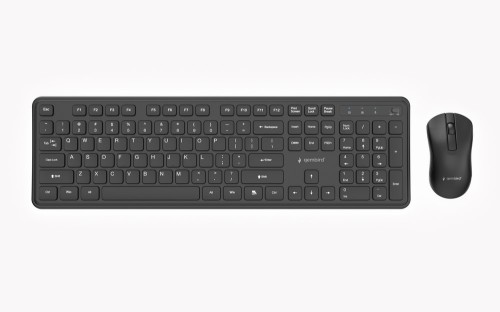GEMBIRD BEZPRZEWODOWY ZESTAW KLAWIATURY + MYSZ SLIM PRO BUSINESS NA BIURKO, CZARNY, UKŁAD US - 2987237