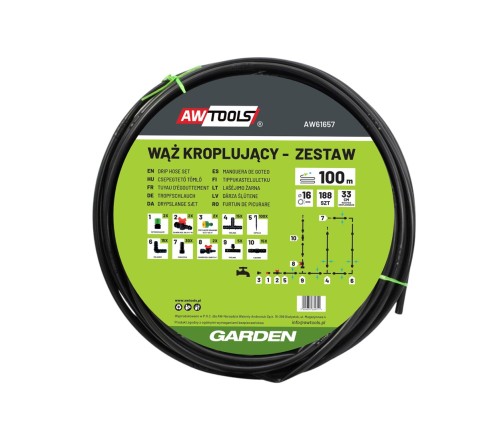 AWTOOLS WĄŻ KROPLUJĄCY ZESTAW 100m 188 ELE. - 3004060