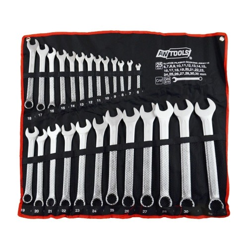 AWTOOLS KLUCZE PŁASKO-OCZKOWE KOMPLET 25elem. /6mm-32mm/ - 3004320