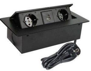 EXT CORD 2PL+USB A+C 3M BLACK
