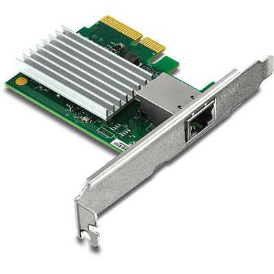 Karta sieciowa Trendnet TEG-10GECTX, wewnętrzna, przewodowa, PCI Express, Ethernet, 10000 Mbit/s, zielony, szary - 2976642