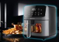 ELDOM FRYTKOWNIC BEZTŁUSZCZOWA FR45 FRITELO 1500W REGULACJA TEMP 80-200°C SZKLANE OKNO W POJEMNIKU DOTYKOWY PANEL STERUJĄCY - 2995612