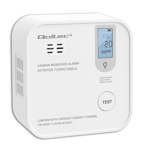 QOLTEC CZUJNIK TLENKU WĘGLA (CZADU) Z BATERIĄ | DETEKTOR CO | ALARM 85DB | LED - 3002368