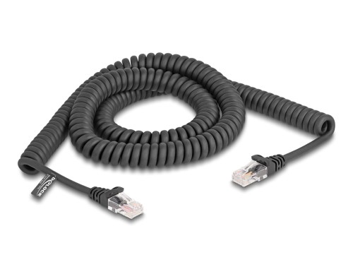 DeLOCK Spiralny kabel RJ45 męski na męski Cat.5e 3 m czarny - 3018635