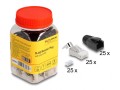 DeLOCK Wtyczka modułowa RJ45 z odgiętką, Cat.6A, Cat.7 i nasadki przeciwzagięciowe, zestaw 25 sztuk - 3018777