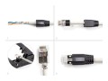 DeLOCK Wtyczka modułowa RJ45 z odgiętką, Cat.6A, Cat.7 i nasadki przeciwzagięciowe, zestaw 25 sztuk - 3018779