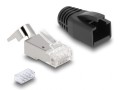 DeLOCK Wtyczka modułowa RJ45 z odgiętką, Cat.6A, Cat.7 i nasadki przeciwzagięciowe, zestaw 25 sztuk - 3018778