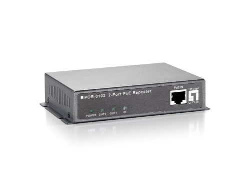 LevelOne POR-0102 2-portowy wzmacniacz PoE - Repeater - 2 porty - 10Base-T, 100Base-TX, 1000Base-T - Zewnętrzne - do 100 m - 2976077