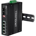 Przełącznik TRENDnet TI-UPG62 - Niezarządzalny - 4 x 10/100/1000 (PoE+) + 2 x Gigabit SFP - Możliwość montażu na szynie DIN, Montaż na ścianie - PoE+ (240W) - DC - 2976583