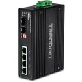 Przełącznik TRENDnet TI-UPG62 - Niezarządzalny - 4 x 10/100/1000 (PoE+) + 2 x Gigabit SFP - Możliwość montażu na szynie DIN, Montaż na ścianie - PoE+ (240W) - DC - 2976579