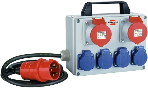 Przedłużacz Brennenstuhl BKV 2/4 T IP44, Podstawowy, Niebieski, Szary, Czerwony, 6 Gniazdo AC, CEE 5p, 2 m, 400 V - 2978586