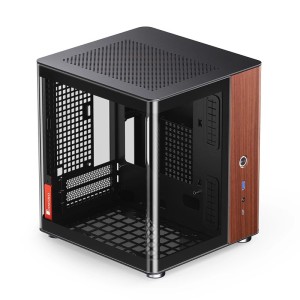 Obudowa PC Jonsbo TK-0, Mini-Tower, Mini-ITX, Tempered Glass, Holz - schwarz