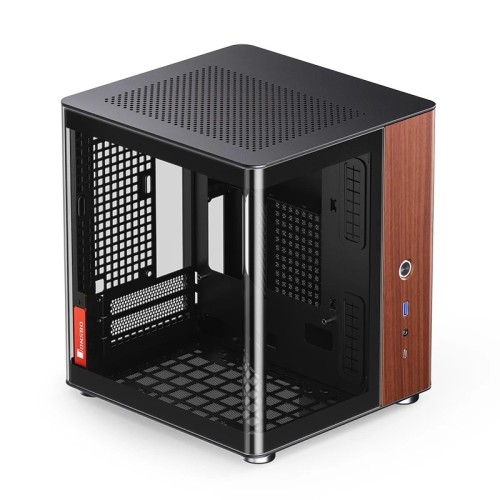 Obudowa PC Jonsbo TK-0, Mini-Tower, Mini-ITX, Tempered Glass, Holz - schwarz - 3023369