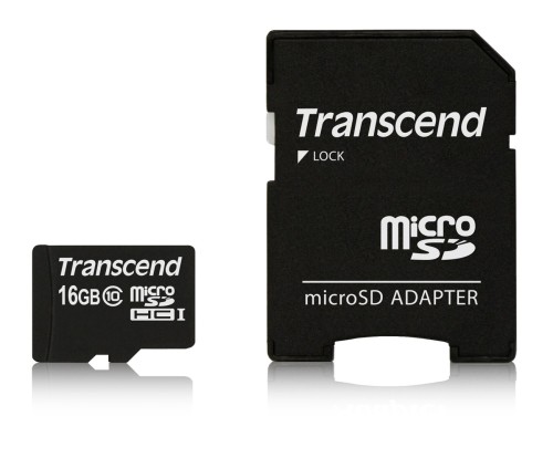 SD microSD Card  16GB Transcend SDHC Class10 w/adapter - 3004805