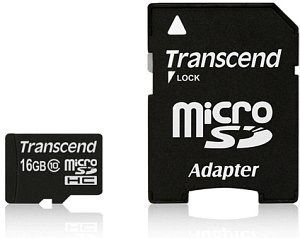 SD microSD Card  16GB Transcend SDHC UHS1 w/adapter - 2985837