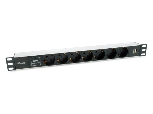 Equip 333315 rozdzielacz zasilania PDU 7 x gniazdo sieciowe 1U Czarny, Srebrny - 3005761