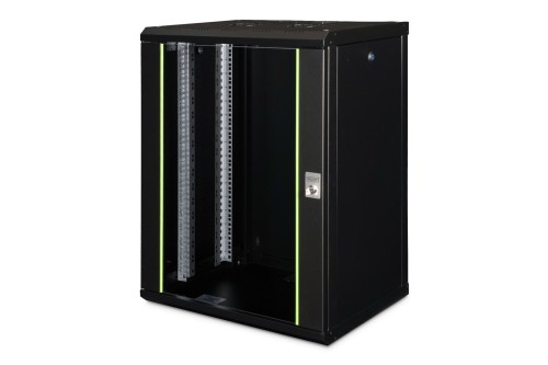 Digitus Szafa sieciowa wisząca Unique 19" 16U rack 600x450, drzwi szyba, czarny, niedzielona, złożona, 100kg - 2991086