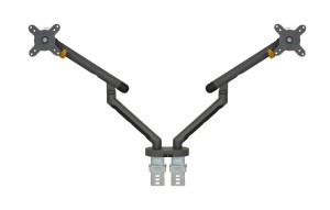 BakkerElkhuizen Bakker Elkhuizen Flexible Dual - Zestaw montażowy - Regulowane podwójne ramię - Do 2 monitorów - Aluminium, stal, tworzywo ABS, guma termoplastyczna (TPR), poliamid (PA6) - Ciemnoszary