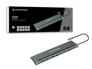 Stacja dokująca CONCEPTRONIC 12-1 USB-C->2xHDMI/3xUSB-A/DP/+ 18cm gr