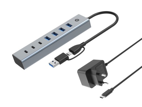 Conceptronic HUBBIES20GP huby i koncentratory USB 3.2 Gen 1 (3.1 Gen 1) Type-C 5000 Mbit/s Szary - 2986289