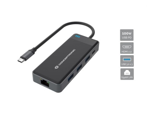 Conceptronic DONN14G stacja dokująca Przewodowa USB 3.2 Gen 1 (3.1 Gen 1) Type-C Szary - 2986255