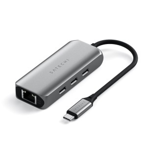 Satechi 4-In-1 USB-C Hub - hub do urządzeń mobilnych USB-C (3x USB-C 3.2 gen2 10Gbps, 2.5 Gigabit Ethernet) (space gray)