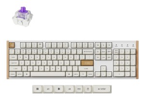 Keychron K10 HE klawiatura Gaming USB + RF Wireless + Bluetooth QWERTY Angielski Biały, Drewno