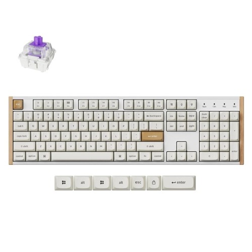 Keychron K10 HE klawiatura Gaming USB + RF Wireless + Bluetooth QWERTY Angielski Biały, Drewno - 2986881
