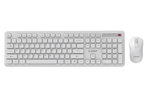 GEMBIRD BEZPRZEWODOWY ZESTAW KLAWIATURY + MYSZ SLIM PRO BUSINESS NA BIURKO,BIAŁY, UKŁAD US