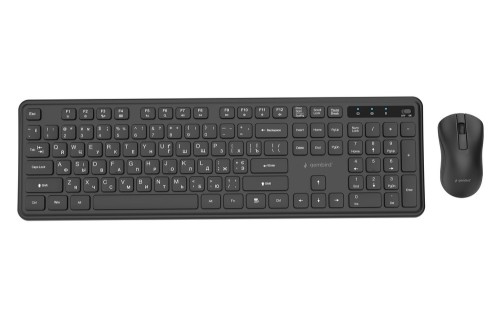 GEMBIRD BEZPRZEWODOWY ZESTAW KLAWIATURY + MYSZ SLIM PRO BUSINESS NA BIURKO, CZARNY, UKŁAD RU - 2987212