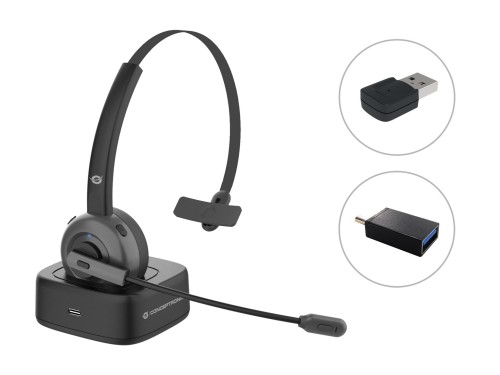 Conceptronic POLONA03BDA słuchawki/zestaw słuchawkowy Bezprzewodowy Opaska na głowę Biuro/centrum telefoniczne Bluetooth Podstawka do ładowania Czarny - 2988137