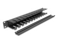 DeLOCK Panel do prowadzenia kabli 19” ze szczotką i 2 otworami 1U, czarny - 3005794