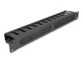 DeLOCK Panel do prowadzenia kabli 19” ze szczotką i 2 otworami 1U, czarny - 3005793