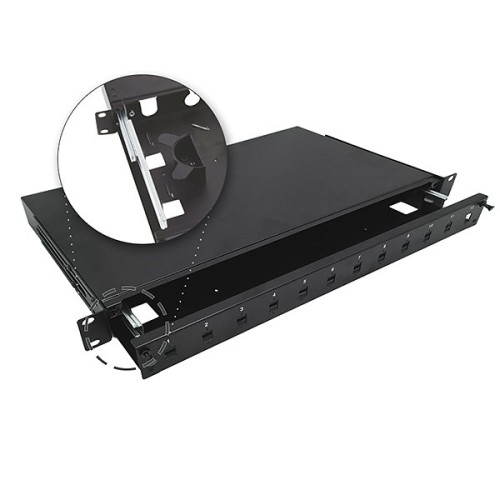 Alantec Przełącznica światłowodowa teleskopowa 12xSC simplex / 12xLC duplex 19" 1U z akcesoriami montażowymi (dławiki, opaski) (FOP-1U-12SCS-C-P) - 2990497